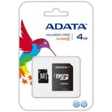 Card de memorie MicroSDHC 4GB Clasa 4 Adata + Adaptor SD AUSDH4GCL4-RA1